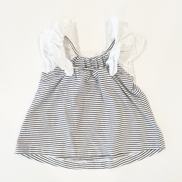 Gap 2T striped ruffled eyelet collar top - Picture 3 of 5